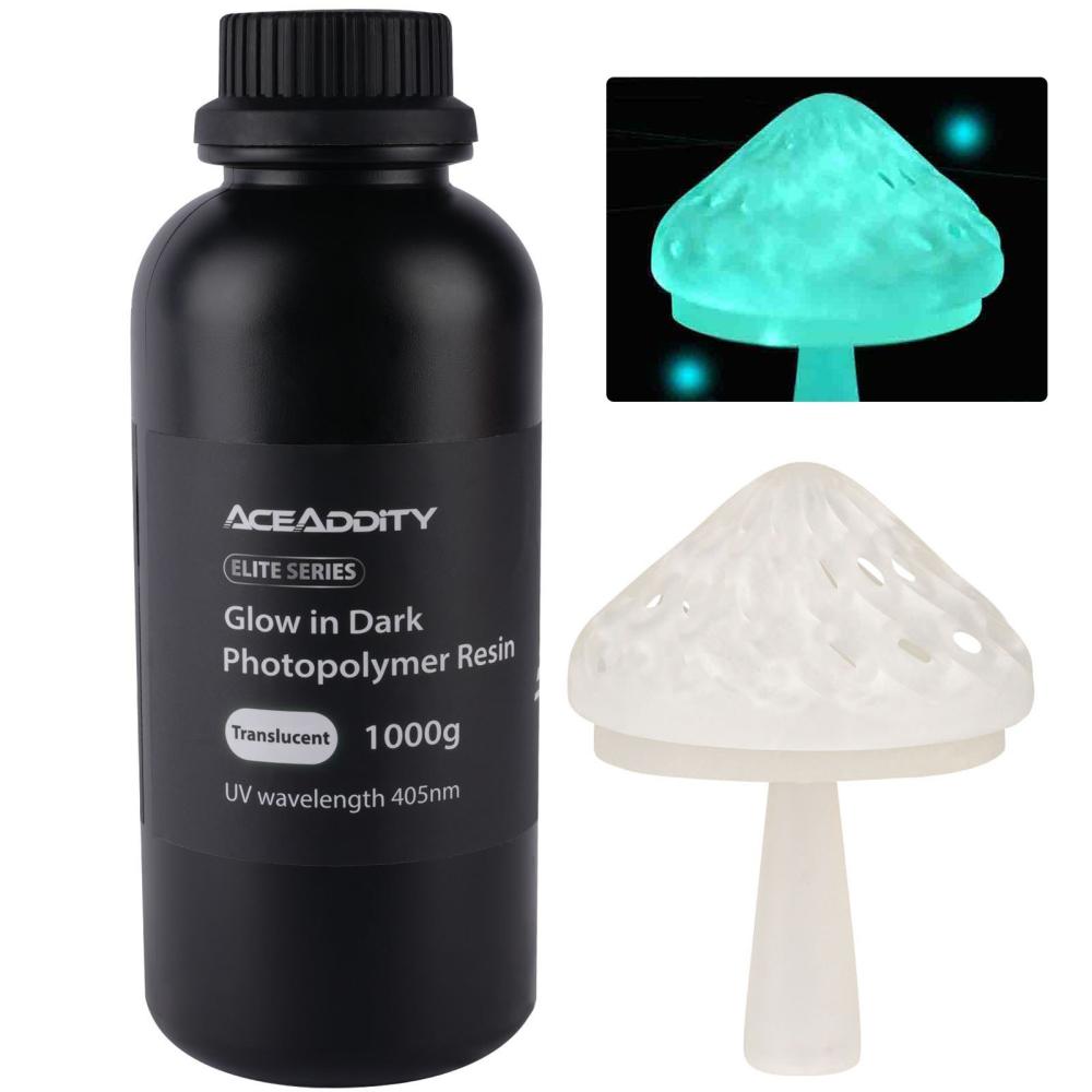 3D Printer Filament |   Aceaddity Glow In Dark Resin Special 3D Printer Liquid Resin High Resolution 405nm UV-Curing Photopolymer Printing Resin Suitable for 2K/4K/8K LCD/DPL/SLA 3D Printers – Translucent 1KG/Bottle 3D Printer Filament 3D Printer Filament