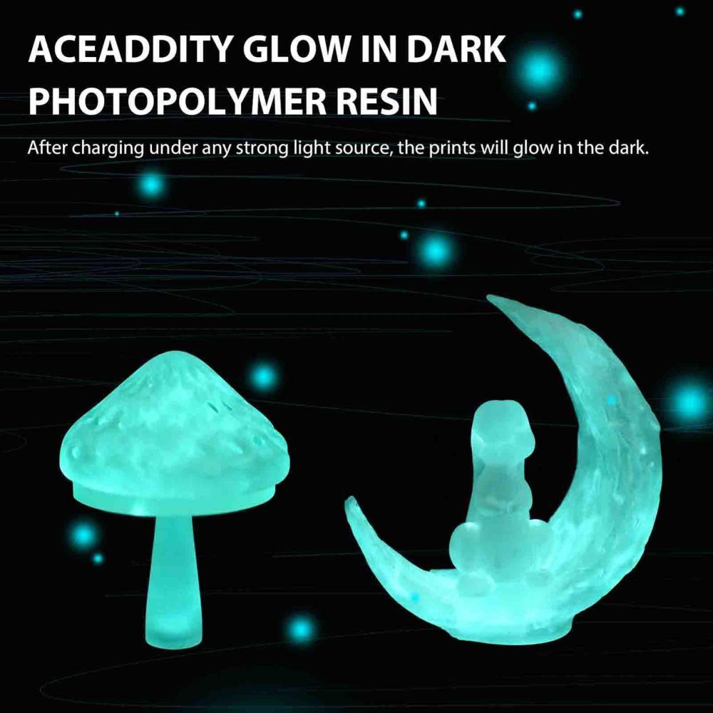 3D Printer Filament |   Aceaddity Glow In Dark Resin Special 3D Printer Liquid Resin High Resolution 405nm UV-Curing Photopolymer Printing Resin Suitable for 2K/4K/8K LCD/DPL/SLA 3D Printers – Translucent 1KG/Bottle 3D Printer Filament 3D Printer Filament