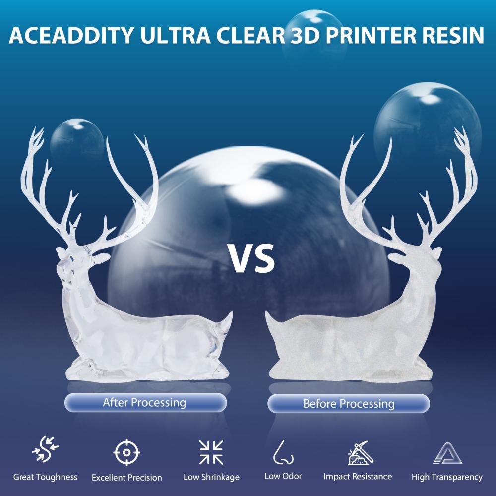 3D Printer Filament |   Aceaddity Ultra Clear 3D Resin High Transparency  High Precision & Low Odor 1KG/Bottle 3D Printer Filament 3D Printer Filament