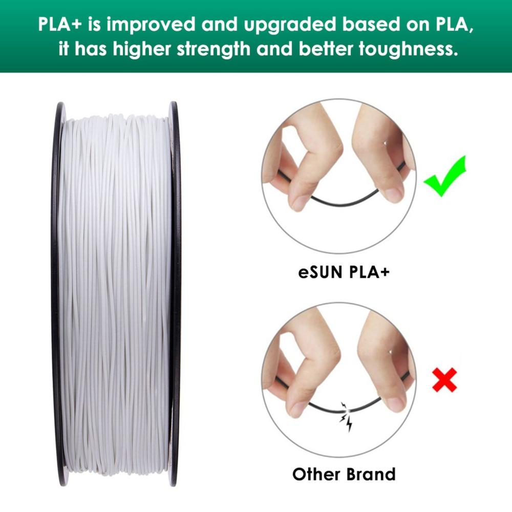 3D Printer Filament |   eSUN PLA+ 1.75mm Black 3D Printer Filament Corn Grain Refining Material 1KG Spool (2.2lbs) Dimensional Accuracy +/- 0.05mm Consumables 3D Printer Filament 3D Printer Filament