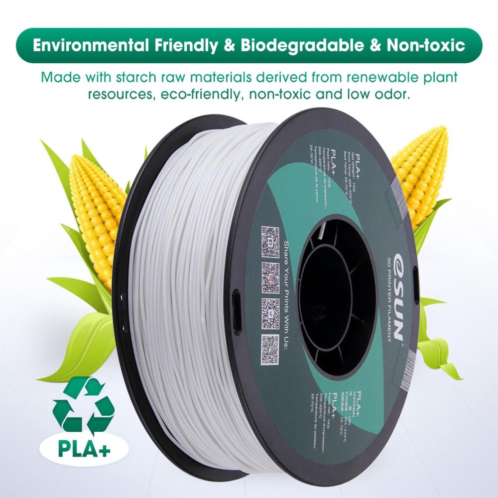 3D Printer Filament |   eSUN PLA+ 1.75mm Black 3D Printer Filament Corn Grain Refining Material 1KG Spool (2.2lbs) Dimensional Accuracy +/- 0.05mm Consumables 3D Printer Filament 3D Printer Filament