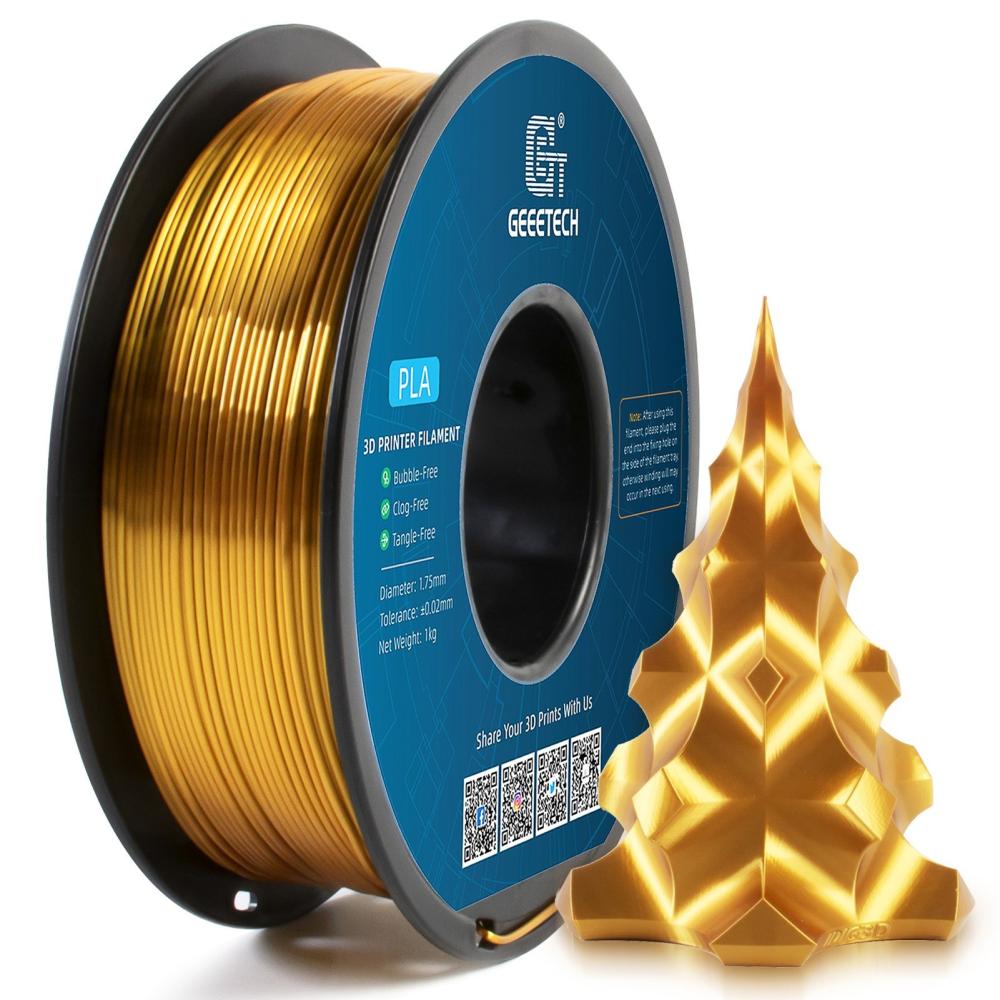 3D Printer Filament |   Geeetech 3D Printer Silk PLA Filament 1KG Spool 1.75mm  Silk PLA Filament Dimensional Accuracy +/-0.03mm Standard 1 Roll – Gold 3D Printer Filament 3D Printer Filament