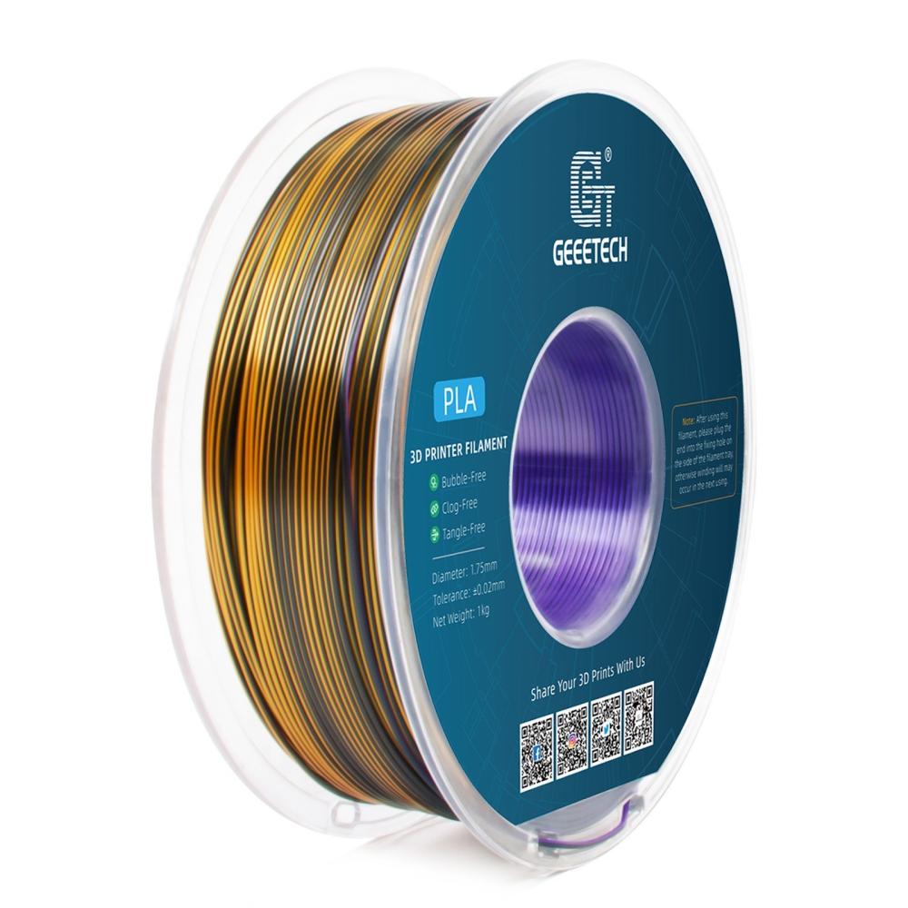 3D Printer Filament |   Geeetech PLA Filament Silk Tri-Color for 3D Printer 1.75mm Dimensional Accuracy +/- 0.03mm 3D Printing Material Spool for Most FDM 3D Printers 1kg (2.2 lbs) – (Purple+Gold+Black ) 3D Printer Filament 3D Printer Filament