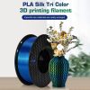 3D Printer Filament |   KINGROON 3D Printer PLA Filament 1KG 1.75mm Triple Color Silk PLA Filament – Red Green Blue 3D Printer Filament 3D Printer Filament