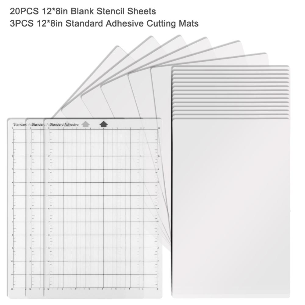 3D Printer Parts |   20PCS Blank Stencil Sheets 8x12in with 3pcs Replacement Cutting Mat Non-Slip Gridded 3D Printer Parts 3D Printer Parts