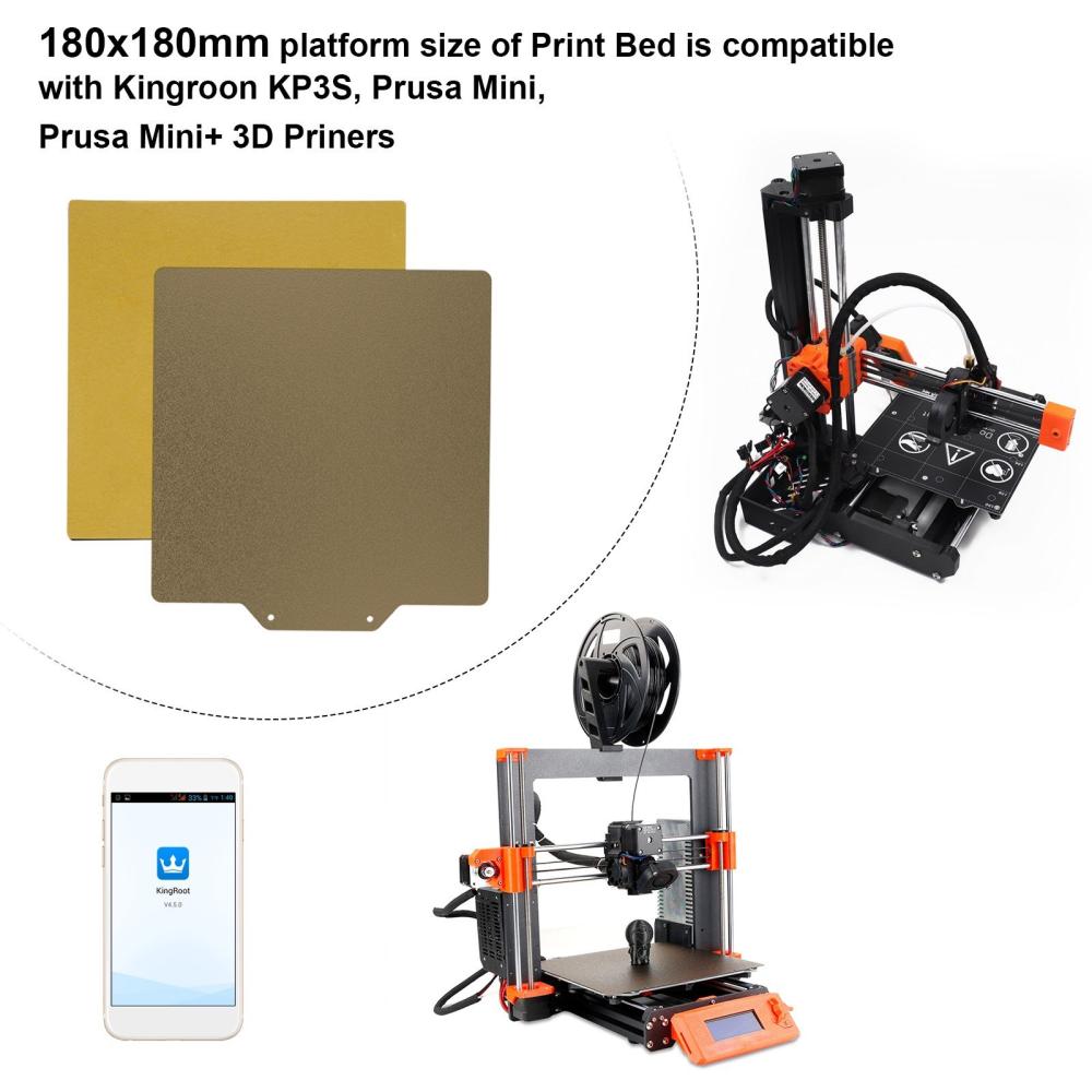 3D Printer Parts |   3D Printer PEI Sheet Print Bed + Magnetic Sticker Flexible Removable Spring Steel Build Surface with Adhesive Backing 180x180mm 3D Printer Parts 3D Printer Parts