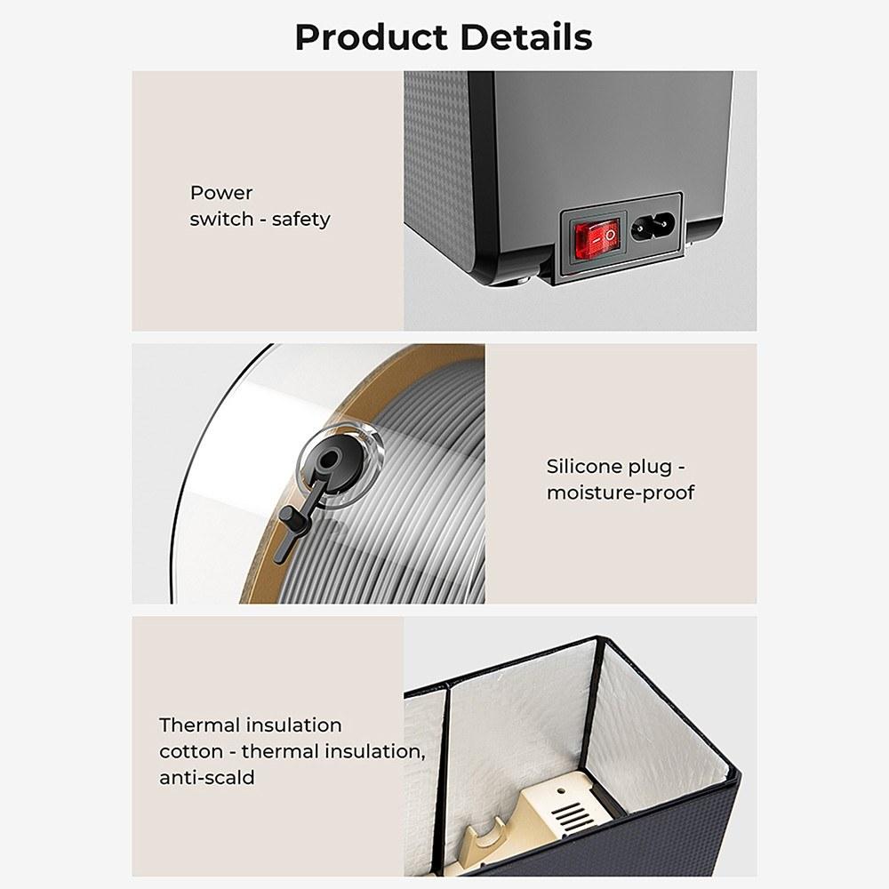 3D Printer Parts |   Creality Filament Dryer Box 2.0 360° Hot-air Heating 1.75mm and 2.85mm Filaments Suitable for PLA/ABS/ASA/PETG/TPU/ PP/PC/PA 3D Printer Parts 3D Printer Parts