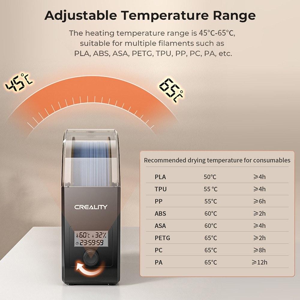 3D Printer Parts |   Creality Filament Dryer Box 2.0 360° Hot-air Heating 1.75mm and 2.85mm Filaments Suitable for PLA/ABS/ASA/PETG/TPU/ PP/PC/PA 3D Printer Parts 3D Printer Parts