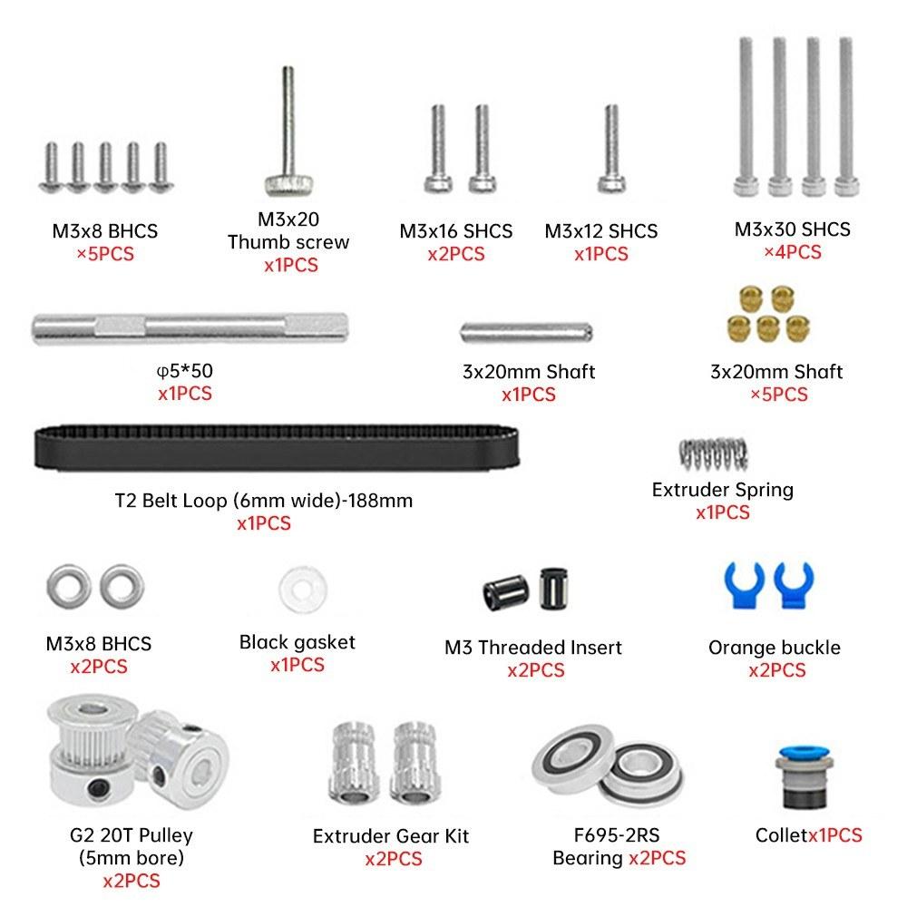 3D Printer Parts |   Voron M4 Extruder Kit Compatible with Voron M4 3D Printer Includes GT2 20T Pulley M3 BHCS Screw 188mm GT2 Belt Loop and Storage Box 3D Printer Parts 3D Printer Parts