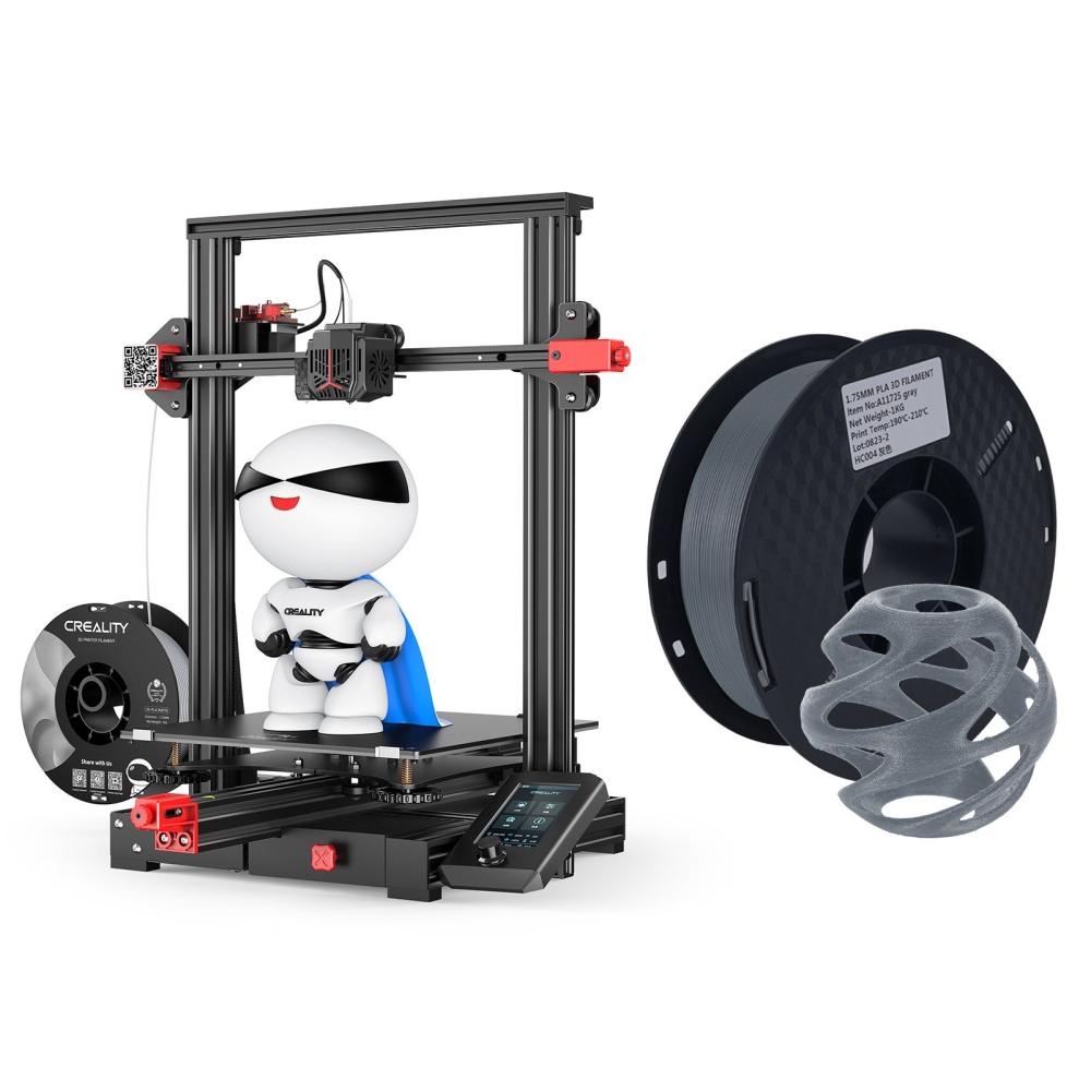 3D Printers |   Creality 3D Ender-3 Max Neo Desktop 3D Printer  300x300x320 mm Print Size with Stable Dual Z-axis 4.3” Color Knob Screen with 3D Printer PLA Filament 1KG 1.75mm High Quality 3D Printing Material  +/-0.02mm Standard 1 Rolls – Grey 3D Printers 3D Printers