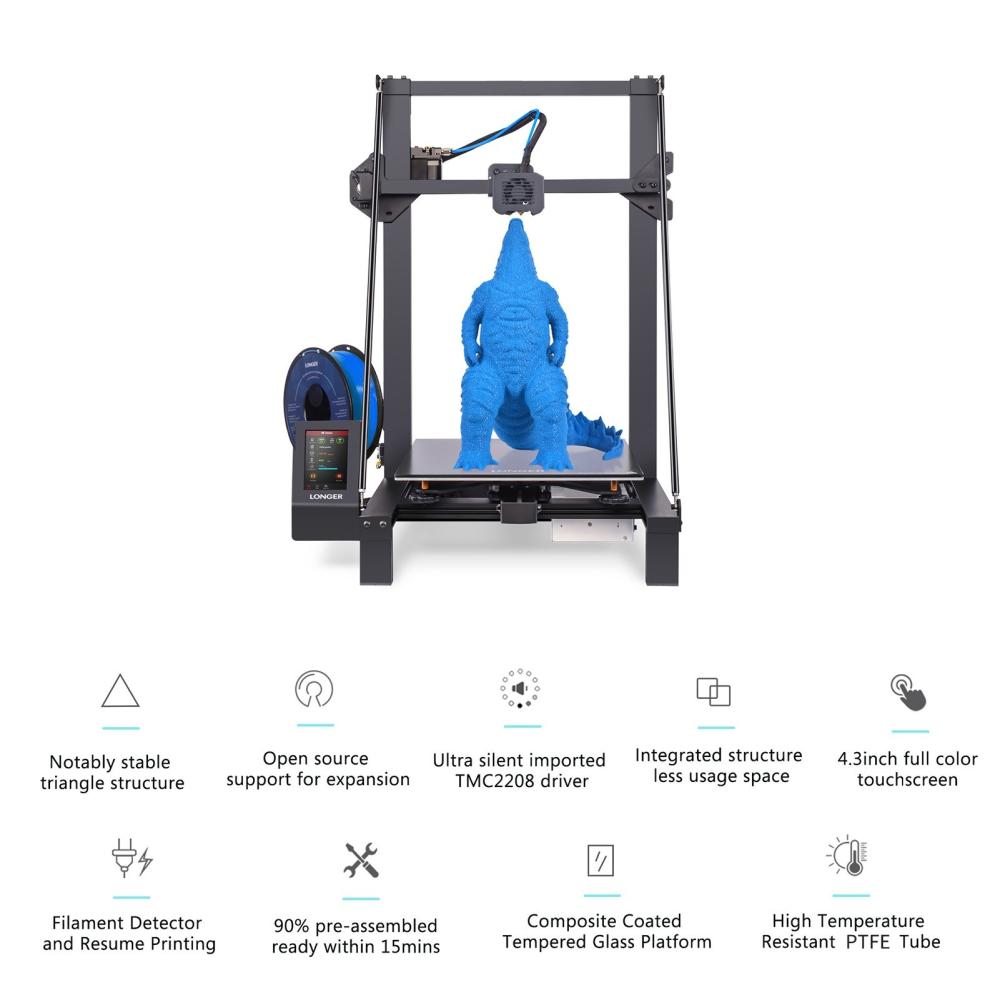 3D Printers |   LONGER LK5 Pro FDM 3D Printer 90% Pre-Assembled 300x300x400mm Large Print Size 3D Printers & Supplies 3D Printers