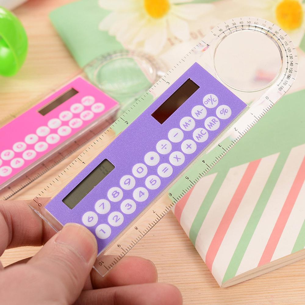 Basic Office |   1pc 10cm Ruler Mini Calculator Ultra-thin Solar Energy Multifunction Calculator for Children School Office Supplies, Random Color Basic Office Basic Office