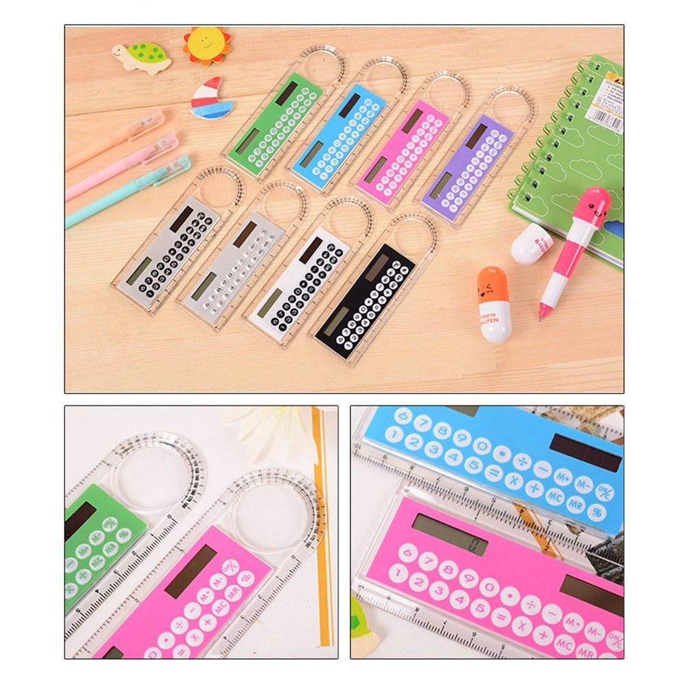 Basic Office |   1pc 10cm Ruler Mini Calculator Ultra-thin Solar Energy Multifunction Calculator for Children School Office Supplies, Random Color Basic Office Basic Office