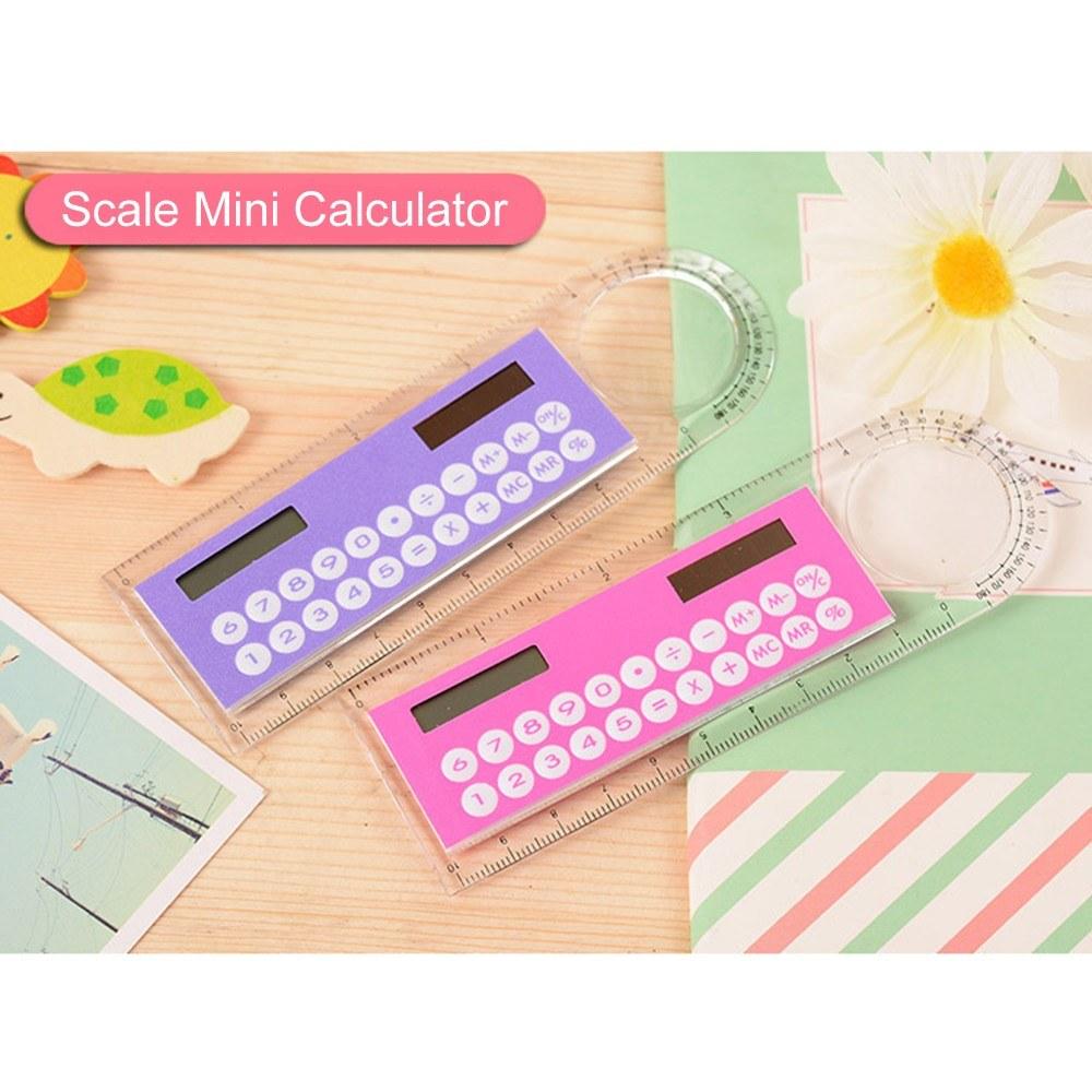 Basic Office |   1pc 10cm Ruler Mini Calculator Ultra-thin Solar Energy Multifunction Calculator for Children School Office Supplies, Random Color Basic Office Basic Office