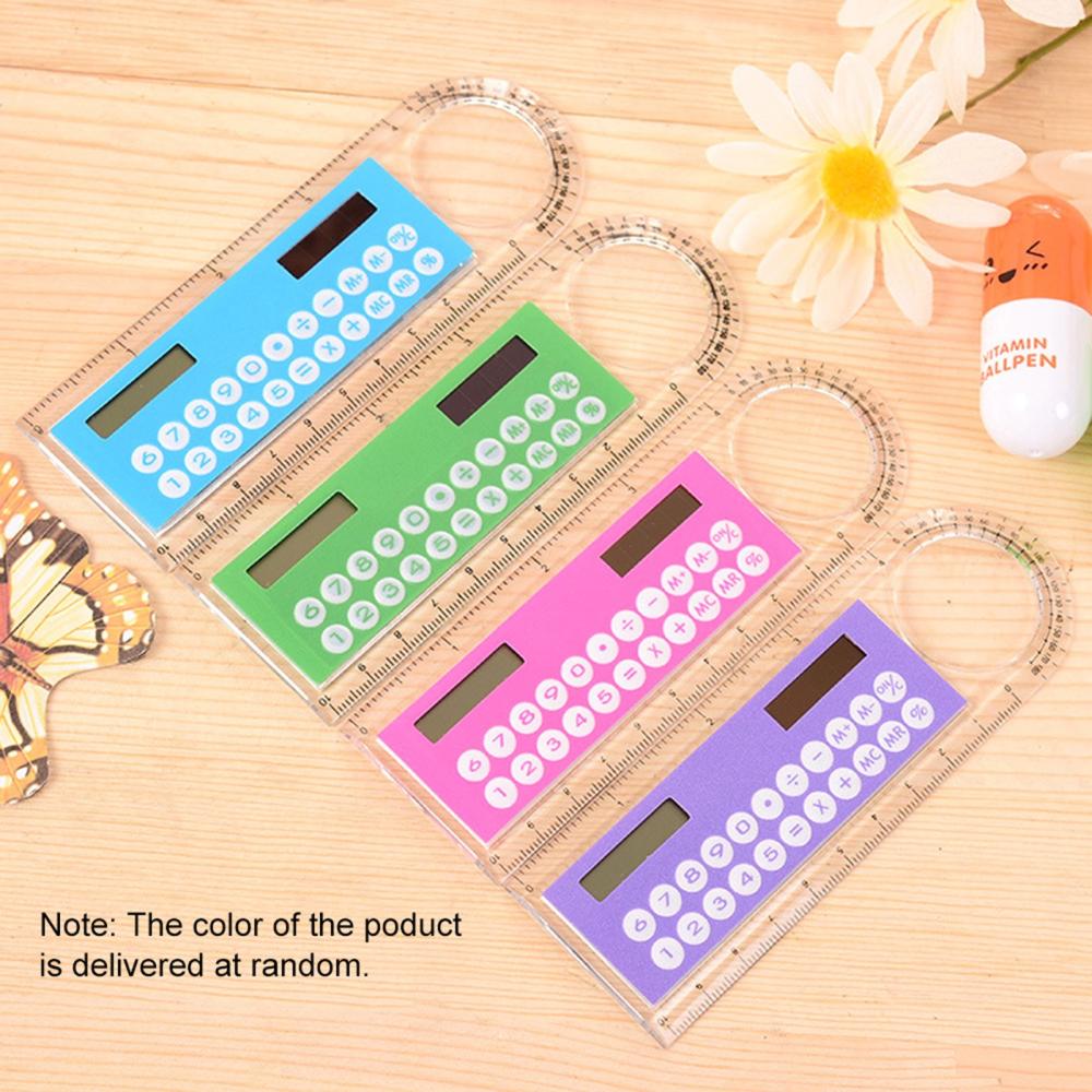 Basic Office |   1pc 10cm Ruler Mini Calculator Ultra-thin Solar Energy Multifunction Calculator for Children School Office Supplies, Random Color Basic Office Basic Office