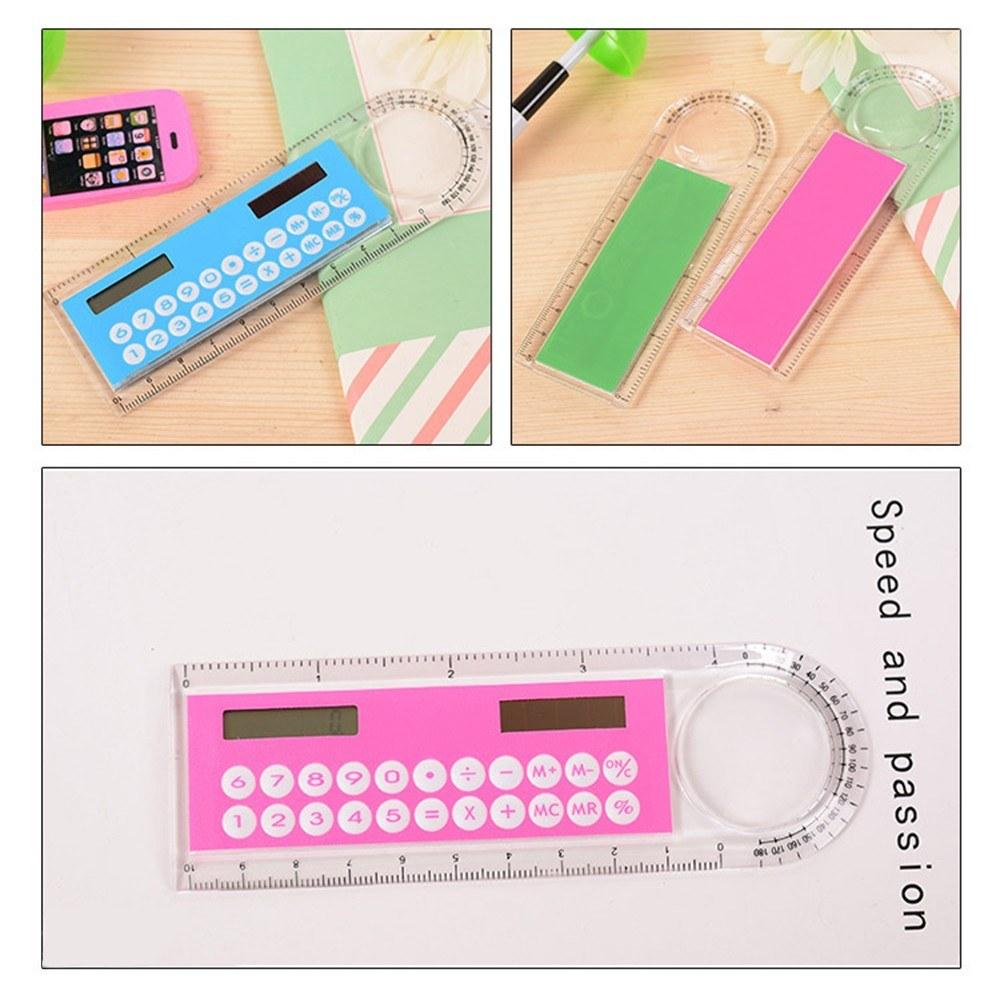 Basic Office |   1pc 10cm Ruler Mini Calculator Ultra-thin Solar Energy Multifunction Calculator for Children School Office Supplies, Random Color Basic Office Basic Office