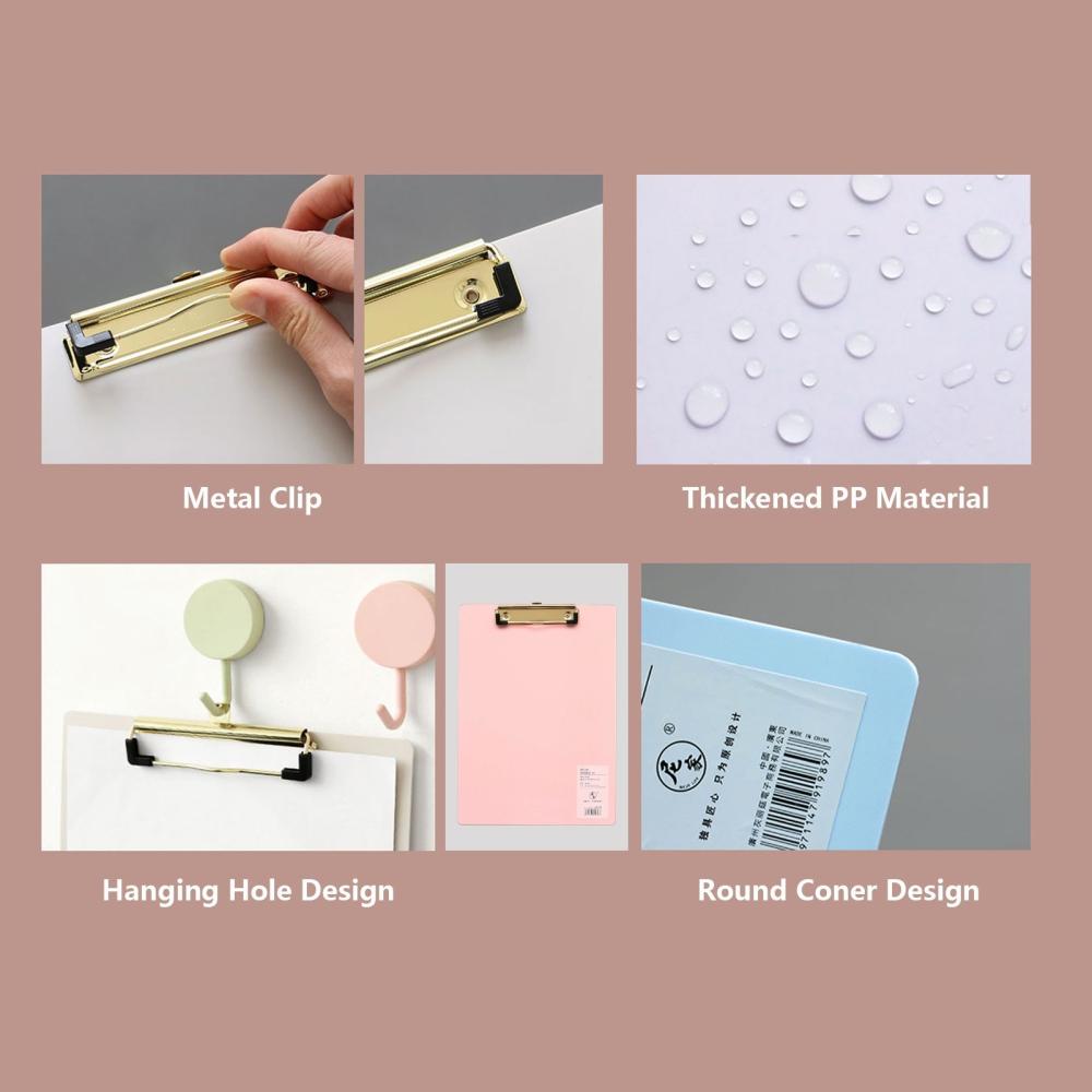 Basic Office |   A4 Plastic Clipboard Hardboard Writing Pad Profile Clip with Hanging Hole for Students School Office Basic Office Basic Office