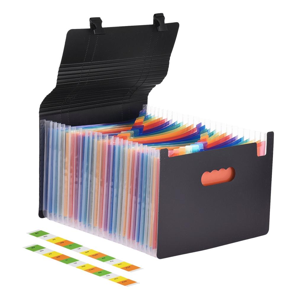 Basic Office |   Bisofice Accordian File Folder Organizer with Handle 24 Pockets Expanding File Case Basic Office Basic Office