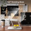 Basic Office |   Bisofice Desktop Book Stand for Reading 360 Degrees Rotating Base Transparent Acrylic Panel and Page Clips Foldable and Angle Adjustable Basic Office Basic Office