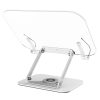 Basic Office |   Bisofice Desktop Book Stand for Reading 360 Degrees Rotating Base Transparent Acrylic Panel and Page Clips Foldable and Angle Adjustable Basic Office Basic Office