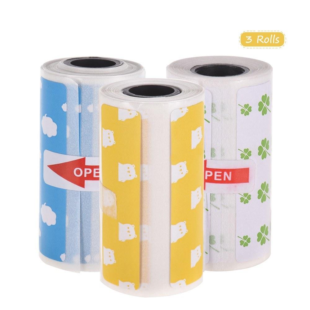 Basic Office |   Cute Cartoon Direct Thermal Labels Roll 57*30mm(2.17*1.18in) Strong Adhesive Sticker Clear Printing for PeriPage A6 Pocket BT Thermal Printer, 1 Roll Basic Office Basic Office