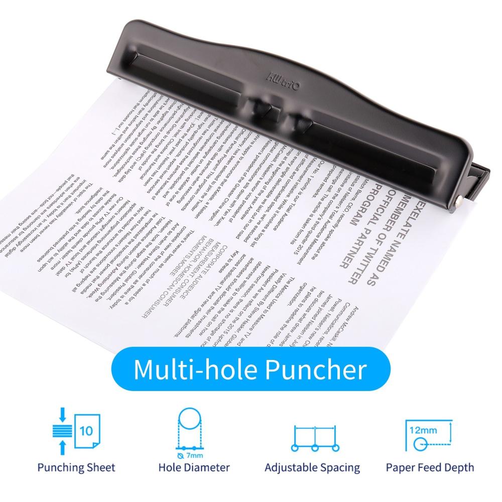 Basic Office |   KW-triO Portable 3 Hole Punch Handheld Metal Hole Puncher 10 Sheet Capacity 7mm Aperture Paper Punch for A4 A5 A7 A6 B5 Notebook Scrapbook Diary Planner Basic Office Basic Office