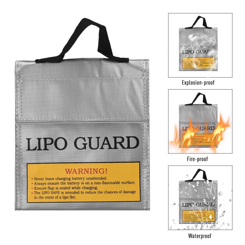 Basic Office |   Portable Lipo Battery Protection Bag Fireproof Explosion-proof Water-proof Safe Charging Storage Bag with Hand Strap for Home Office Use Large Space Basic Office Basic Office