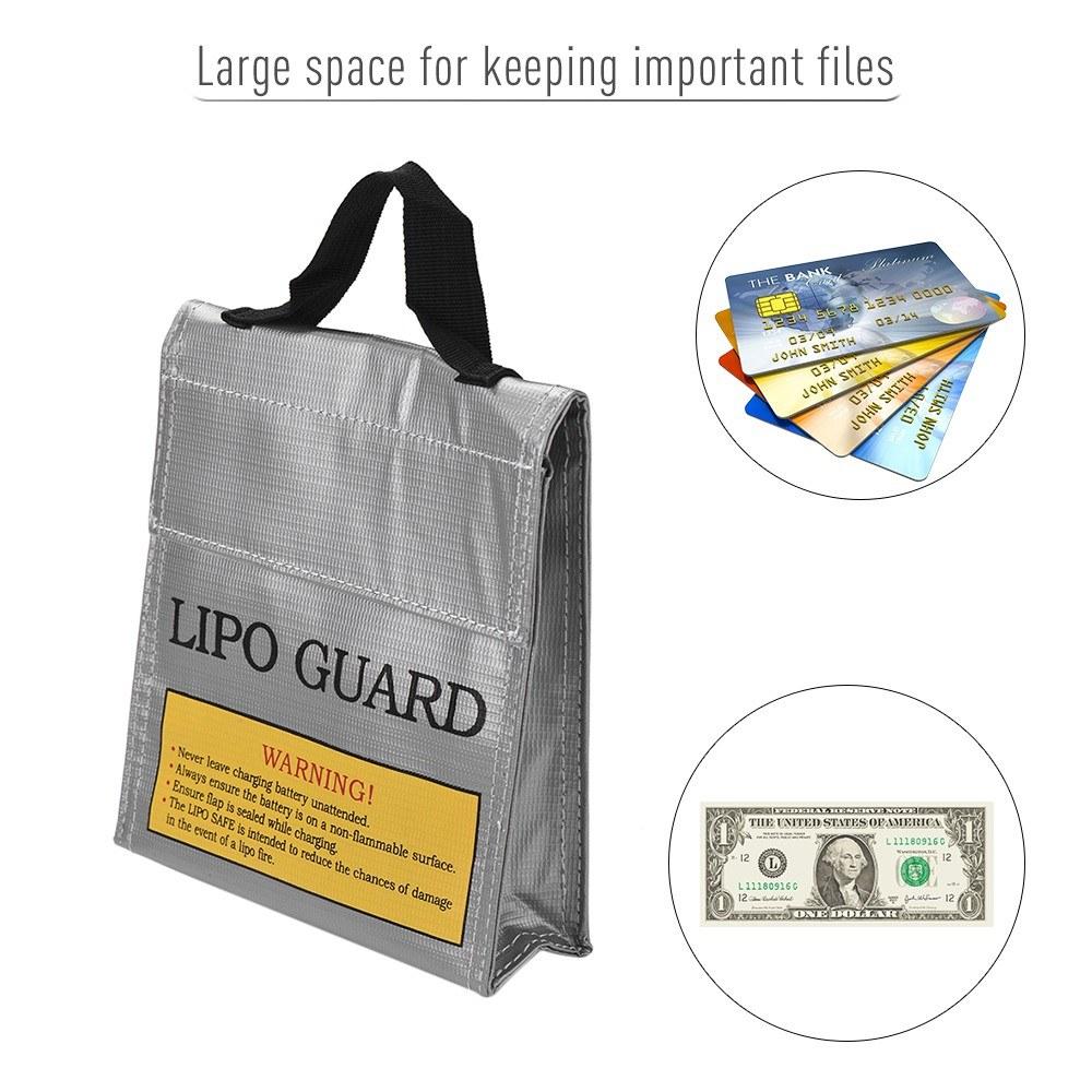 Basic Office |   Portable Lipo Battery Protection Bag Fireproof Explosion-proof Water-proof Safe Charging Storage Bag with Hand Strap for Home Office Use Large Space Basic Office Basic Office