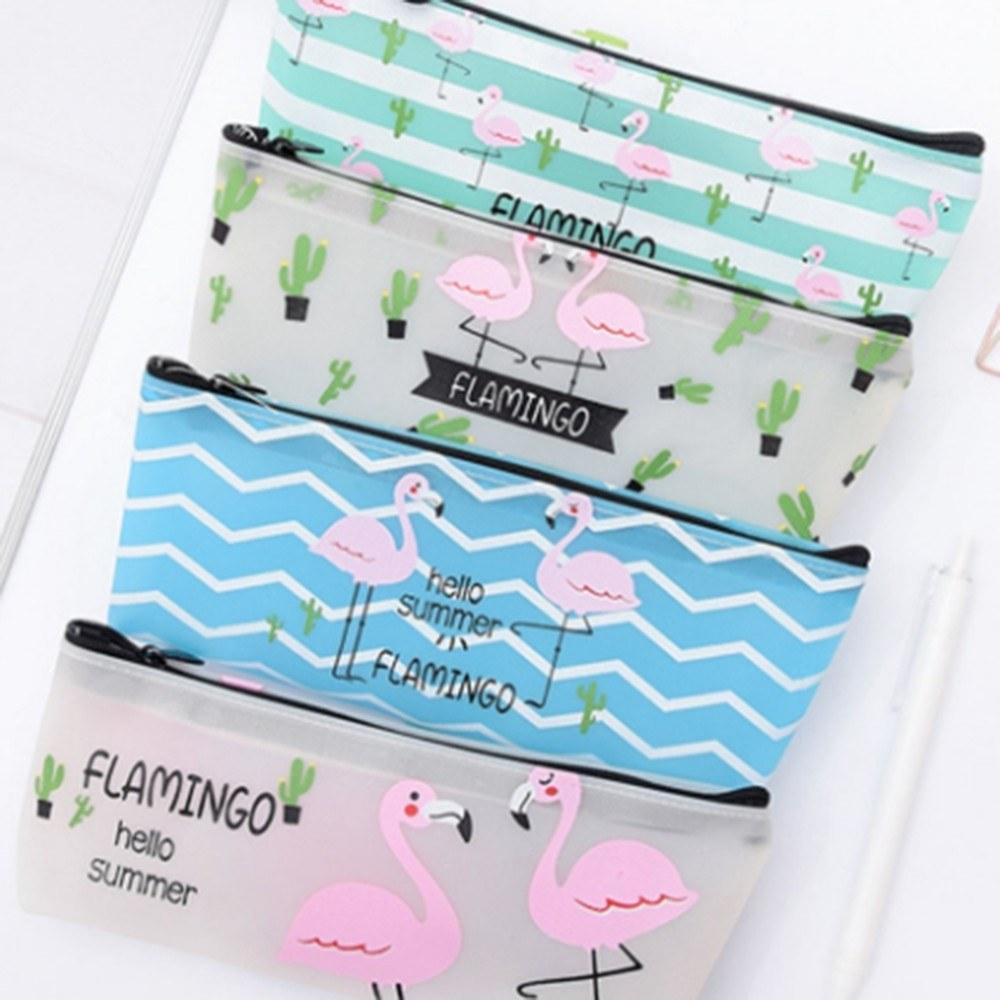 Basic Office |   Simple Lovely Flamingo Pencil Case Student Zipper Large Capacity Stationery Bag Cute School Office Pencil Pouch Gift Basic Office Basic Office