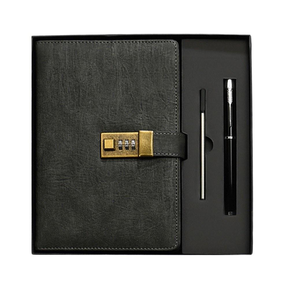 Basic Office |   Vintage A5 Notebook PU Covered Diary with 3-digit Lock Notepad Basic Office Basic Office