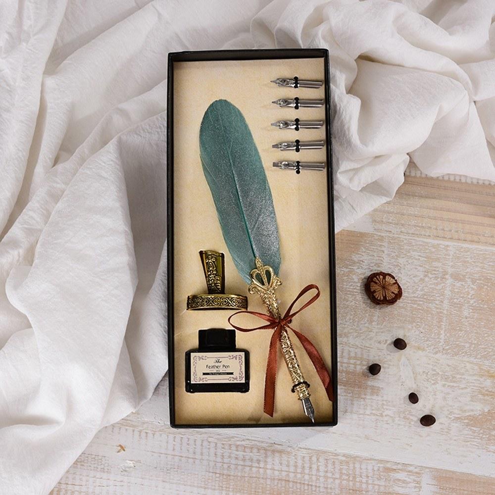 Basic Office |   Vintage Feather Quill Dip Pen Writing Ink Set Perfect Basic Office Basic Office