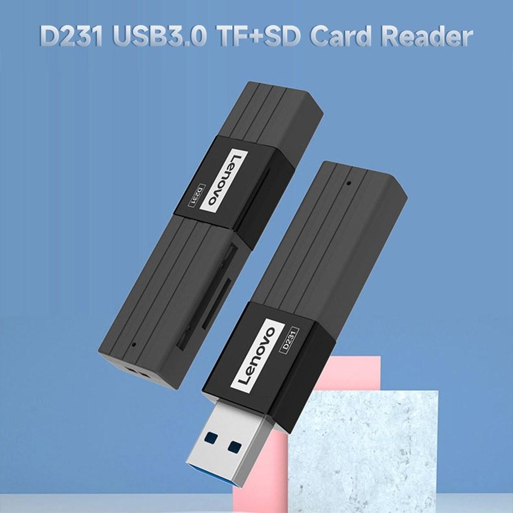 Card Readers |   Lenovo D231 Multifunctional USB3.0 Card Reader SD+TF 2-in-1 Card Reader High-speed Transmission ABS Shell Wide Compatibility Card Readers Card Readers