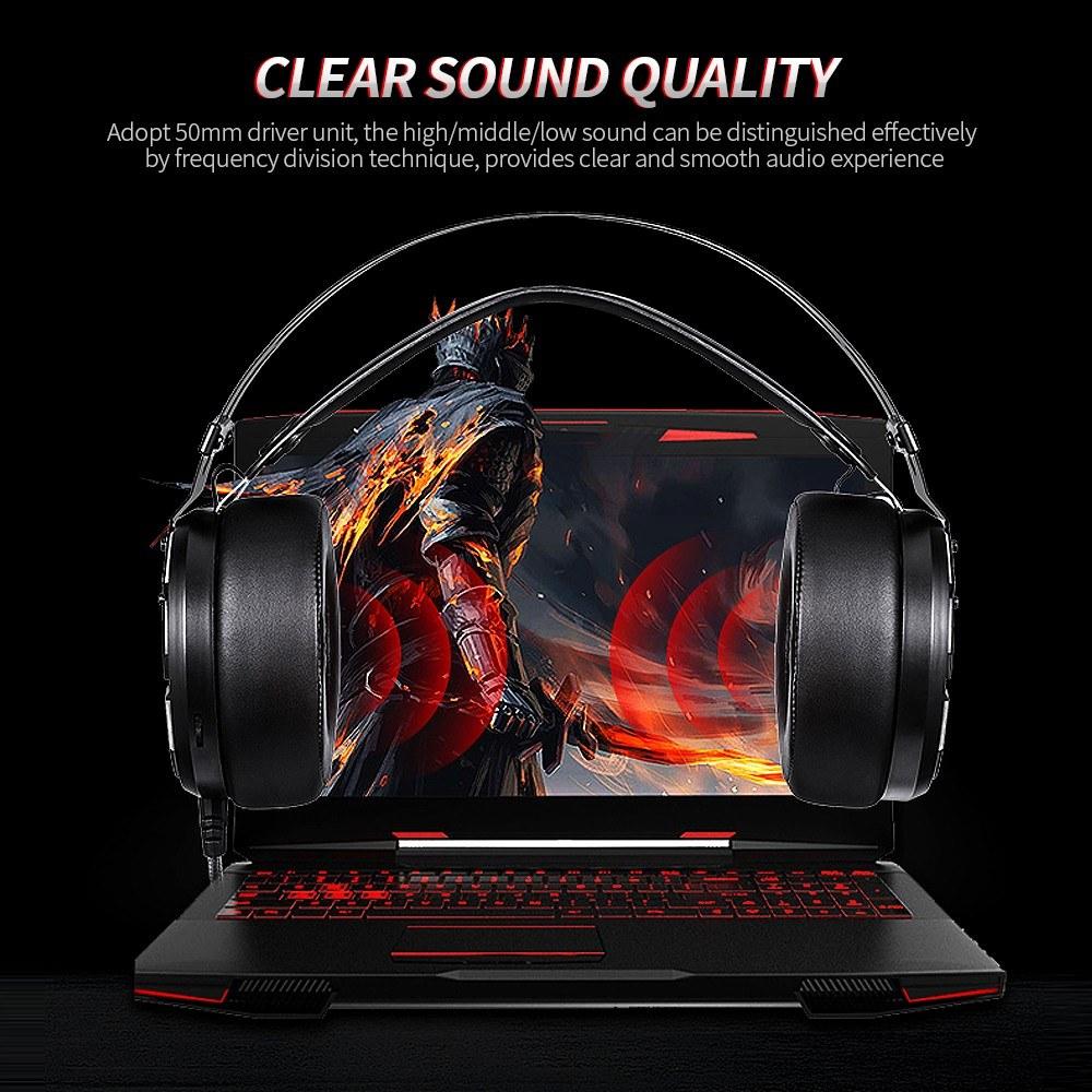 Earphone & Microphone |   Motospeed H60 Wired Gaming Headset 7.1-channel 3D Virtual Sound Effect Headset with 50mm Driver Unit Noise Reduction Microphone Computer Peripherals Earphone & Microphone