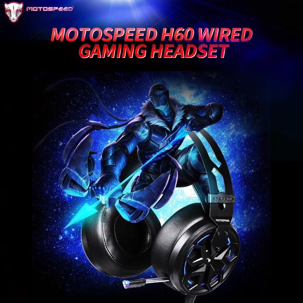 Earphone & Microphone |   Motospeed H60 Wired Gaming Headset 7.1-channel 3D Virtual Sound Effect Headset with 50mm Driver Unit Noise Reduction Microphone Computer Peripherals Earphone & Microphone