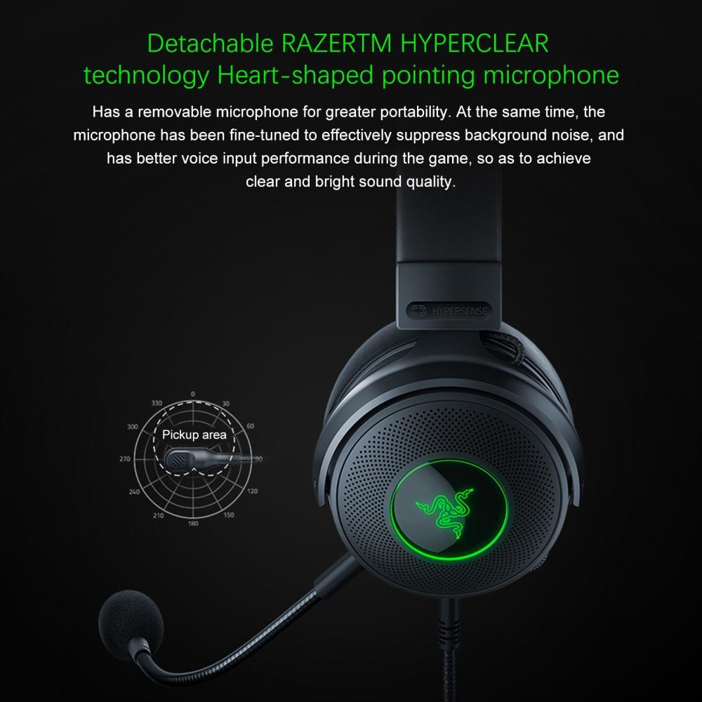 Earphone & Microphone |   Razer V3 Chroma RGB Headphones Wired USB Gaming Headset with Detachable HyperClear Cardioid Mic Computer Peripherals Earphone & Microphone