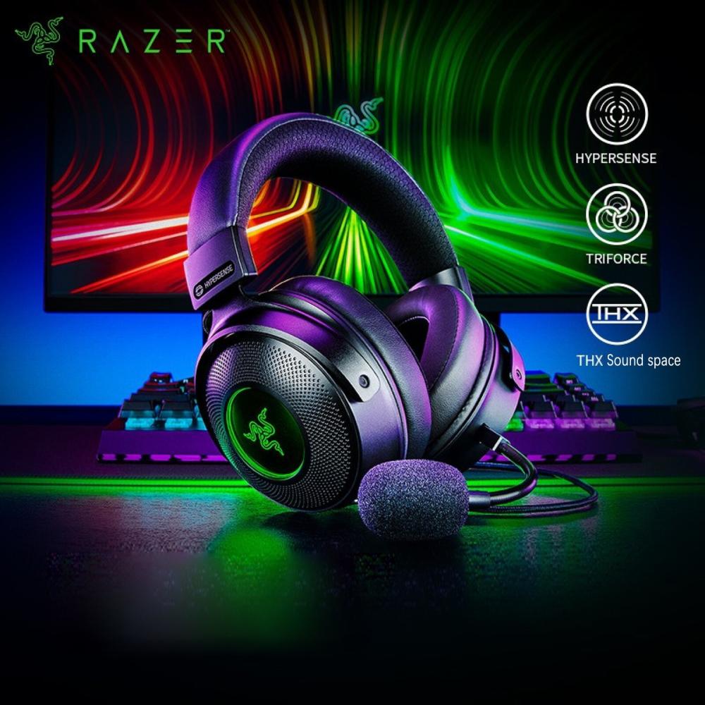 Earphone & Microphone |   Razer V3 Chroma RGB Headphones Wired USB Gaming Headset with Detachable HyperClear Cardioid Mic Computer Peripherals Earphone & Microphone