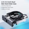 Hard Drives Accessories |   5.25 inch Internal Dual Slot Hard Disk Case 2.5+3.5 inch SATA HDD/SSD Enclosure Tool-free Design with 2 USB3.0 Ports Safety Locks Drives & Storage Hard Drives Accessories