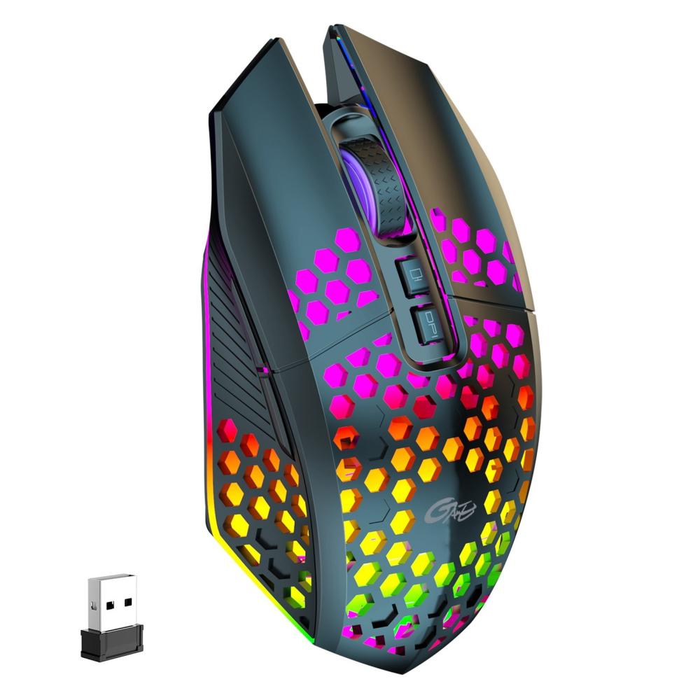 Keyboards & Mouse |   2.4G Wireless Computer Mouse for Notebook PC Laptop with USB Receiver Colorful LED Light 800/1200/1600 3-Level DIP Built-in Rechargeable Battery Computer Peripherals Keyboards & Mouse