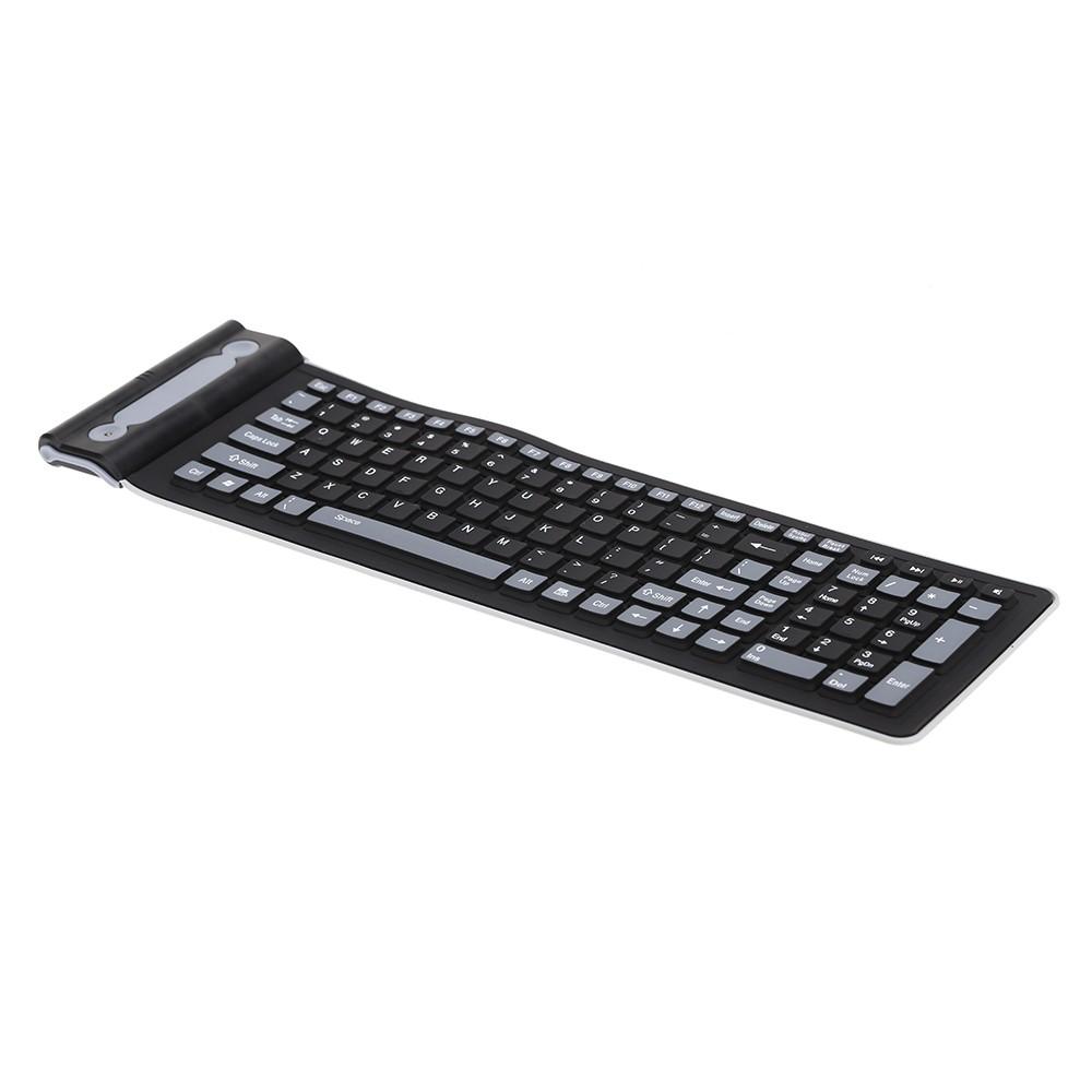 Keyboards & Mouse |   2.4G Wireless Keyboard 107 Keys Portable Folding Soft Silicone Dustproof Keyboard for Desktop Computer Laptop Plug and Play Computer Peripherals Keyboards & Mouse