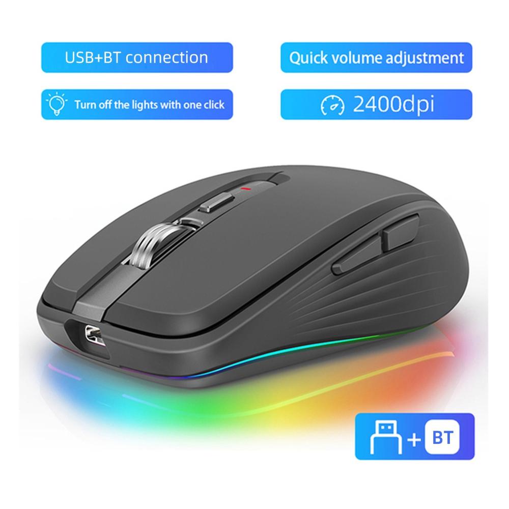 Keyboards & Mouse |   2.4G+BT5.1 Dual-mode Wireless Mouse Computer Gaming Mice Ergonomic Design 4-gear   Adjustable DPI Built-in Rechargeable Battery for Laptop Computer Peripherals Keyboards & Mouse