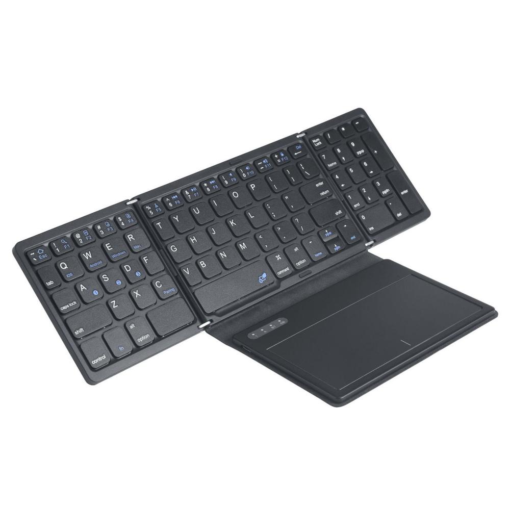 Keyboards & Mouse |   B055 Ultra Thin Wireless keyboard Four fold with large touchpad BT keyboard Tablet Silent mini keyboard Computer Peripherals Keyboards & Mouse