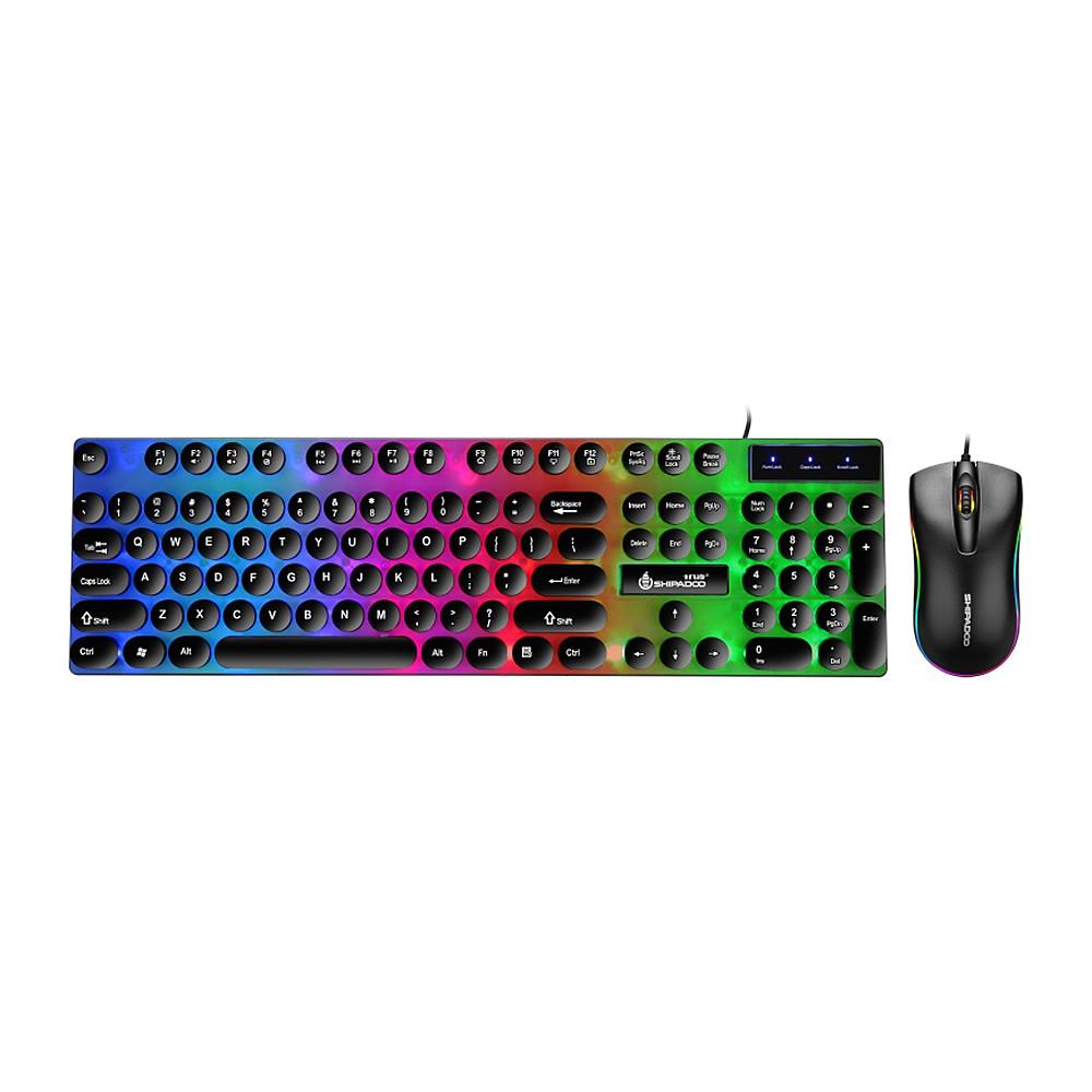 Keyboards & Mouse |   D290 Keyboard and Mouse Combo with Wired 104 Keys Backlight Punk Keyboard Wired Colorful 3D Mouse for Laptop/PC Black Computer Peripherals Keyboards & Mouse