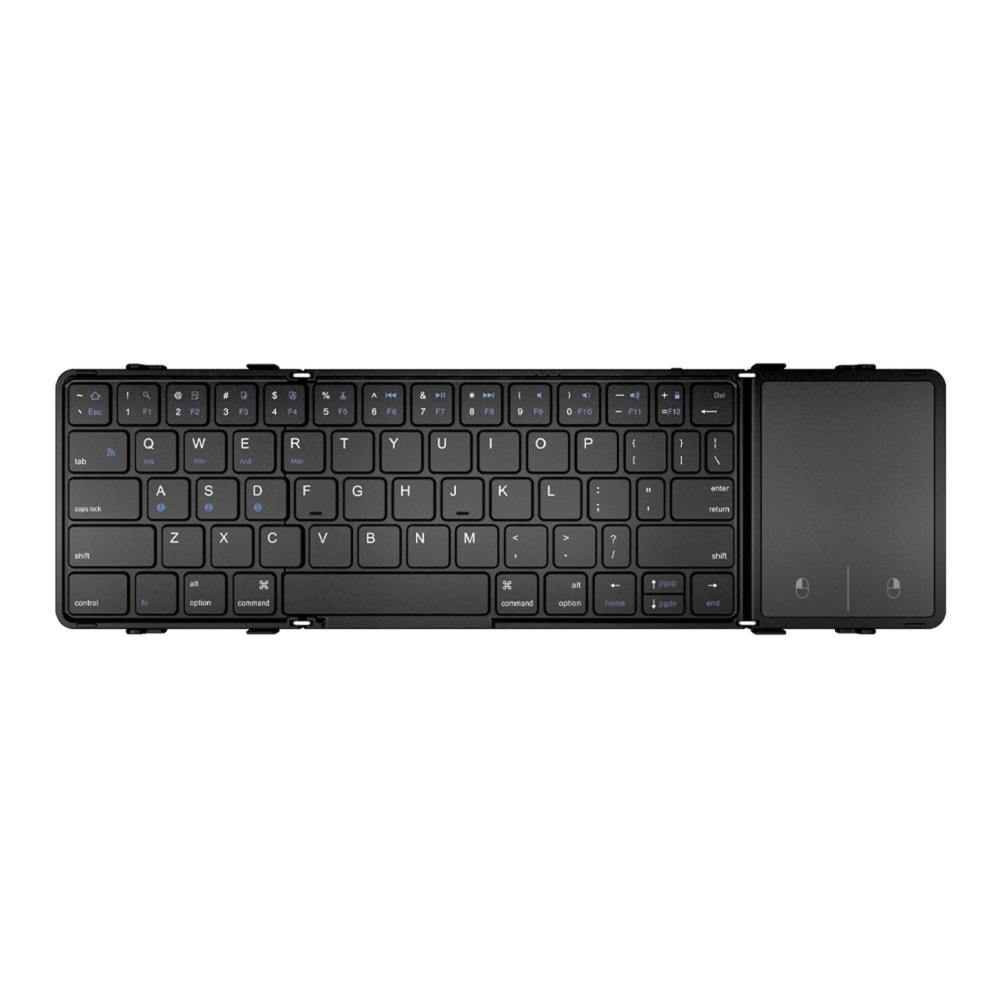 Keyboards & Mouse |   Foldable Wireless Keyboard BT5.1 Mobile Phone Tablet PC Triple System Universal Business Leather Portable Keyboard Pocket Size Portable BT Wireless Keyboard with Touchpad Rechargeable for Android Windows iOS Computer Peripherals Keyboards & Mouse