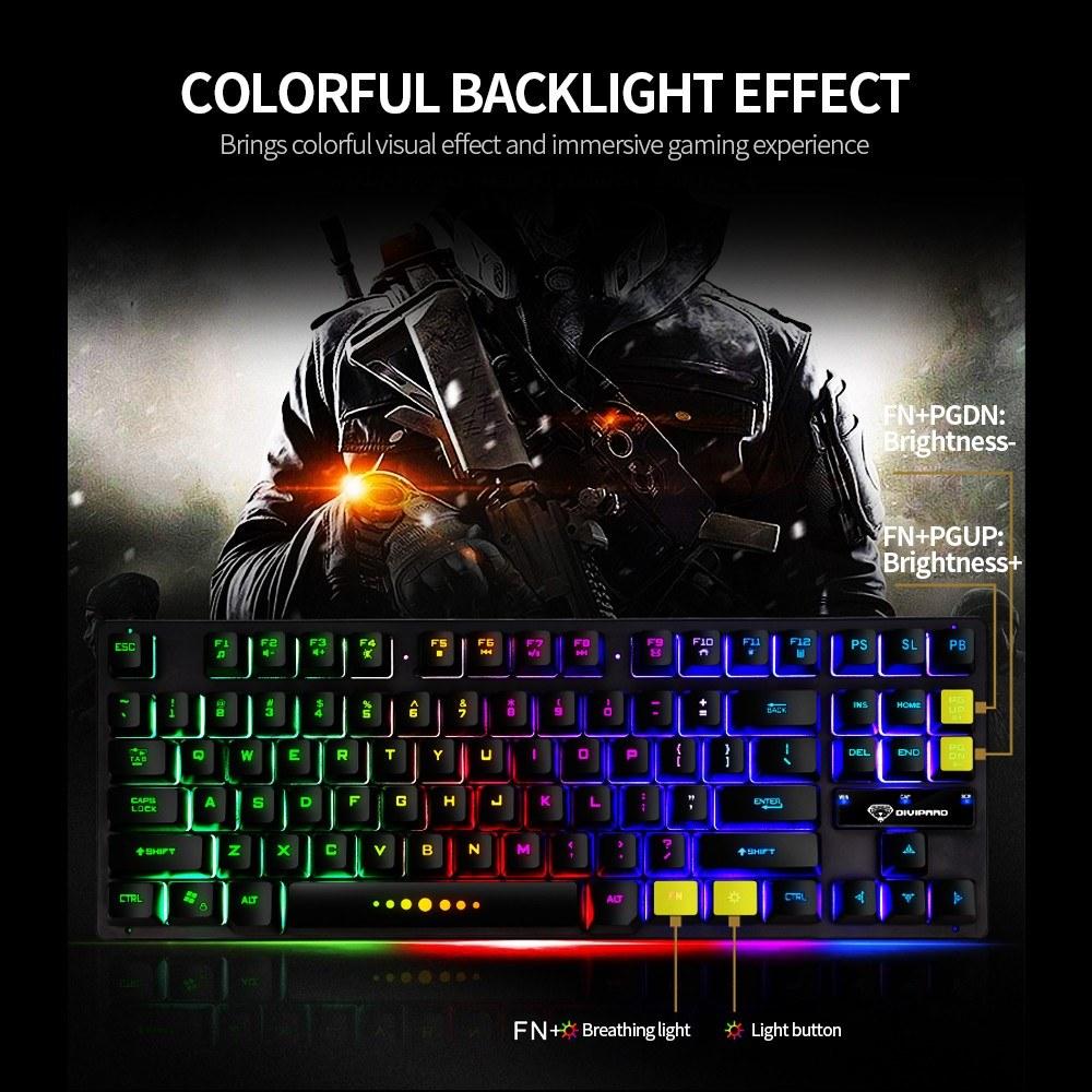 Keyboards & Mouse |   GK-10 USB Wired Keyboard Gaming Keyboard 87 Keys Colorful Backlight Keyboard Ergonomic Gaming Keyboard Black Computer Peripherals Keyboards & Mouse