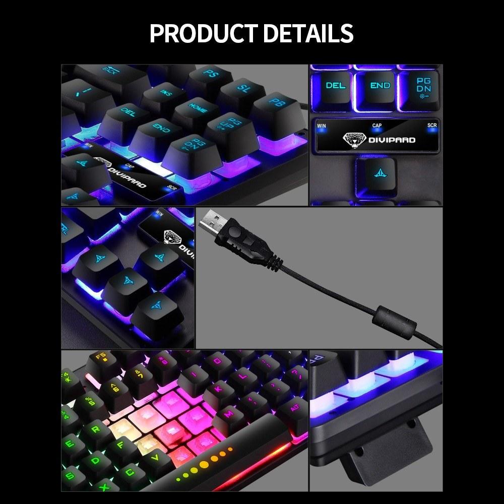 Keyboards & Mouse |   GK-10 USB Wired Keyboard Gaming Keyboard 87 Keys Colorful Backlight Keyboard Ergonomic Gaming Keyboard Black Computer Peripherals Keyboards & Mouse