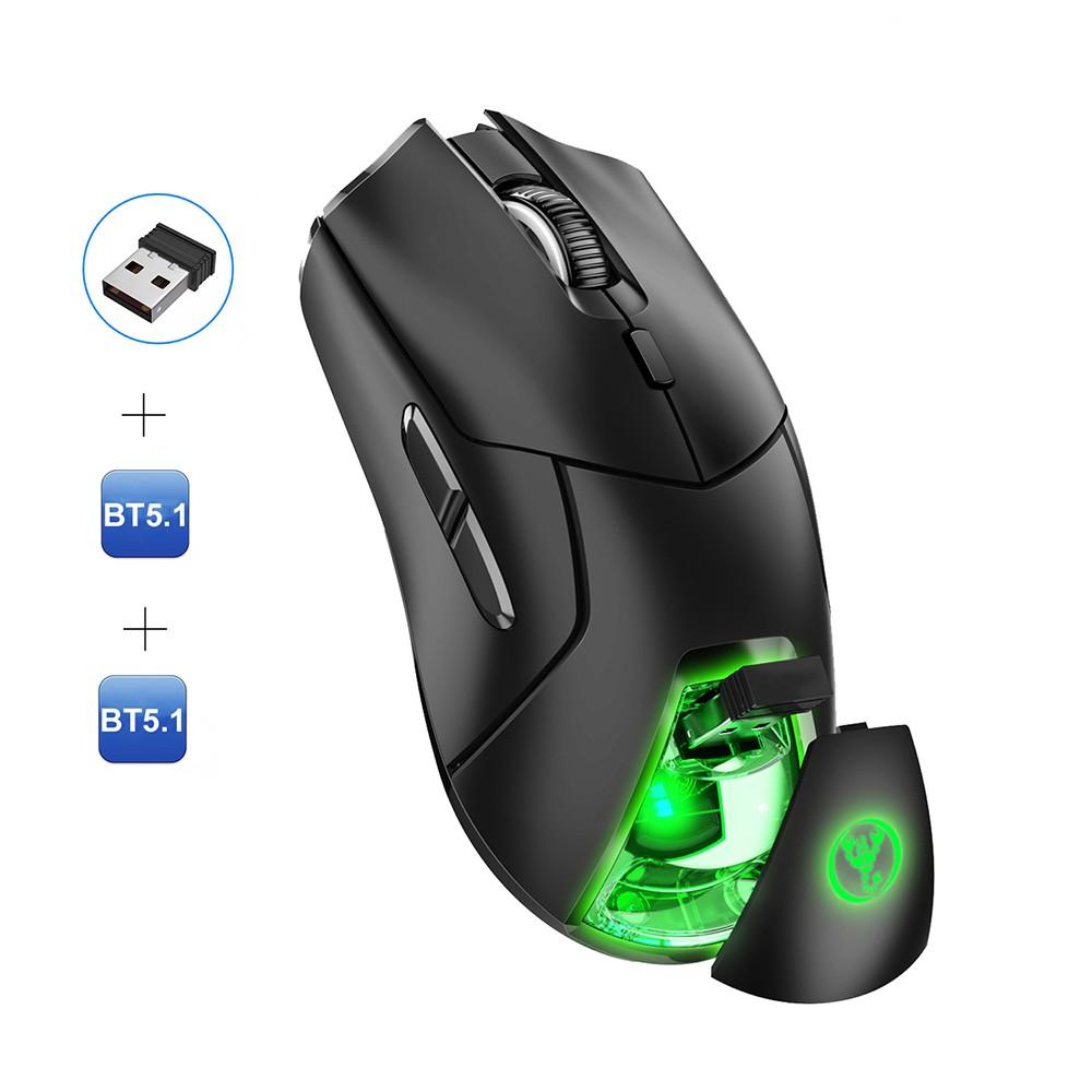 Keyboards & Mouse |   HXSJ T40 Wireless 2.4G Dual BT5.1 Tri-Mode Rechargeable Gaming Mouse 4000DPI Adjustable E-sports Mice Cool RGB Lights Long Endurance Battery For Computer Laptop PC Computer Peripherals Keyboards & Mouse