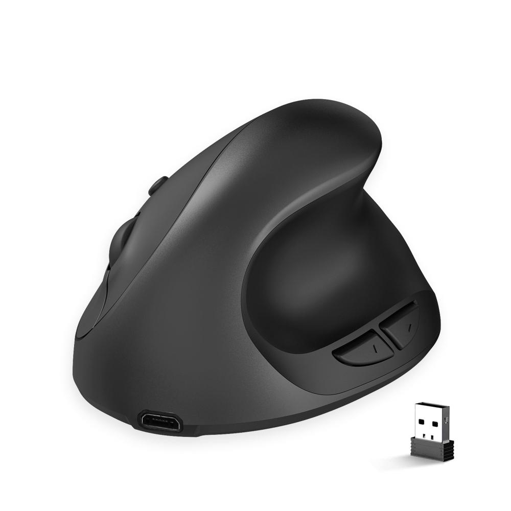 Keyboards & Mouse |   HXSJ X10 2.4G Wireless Vertical Mouse Ergonomic Mice 3-gear Adjustable DPI Built-in 600mAh Rechargeable Lithium Battery Black Computer Peripherals Keyboards & Mouse