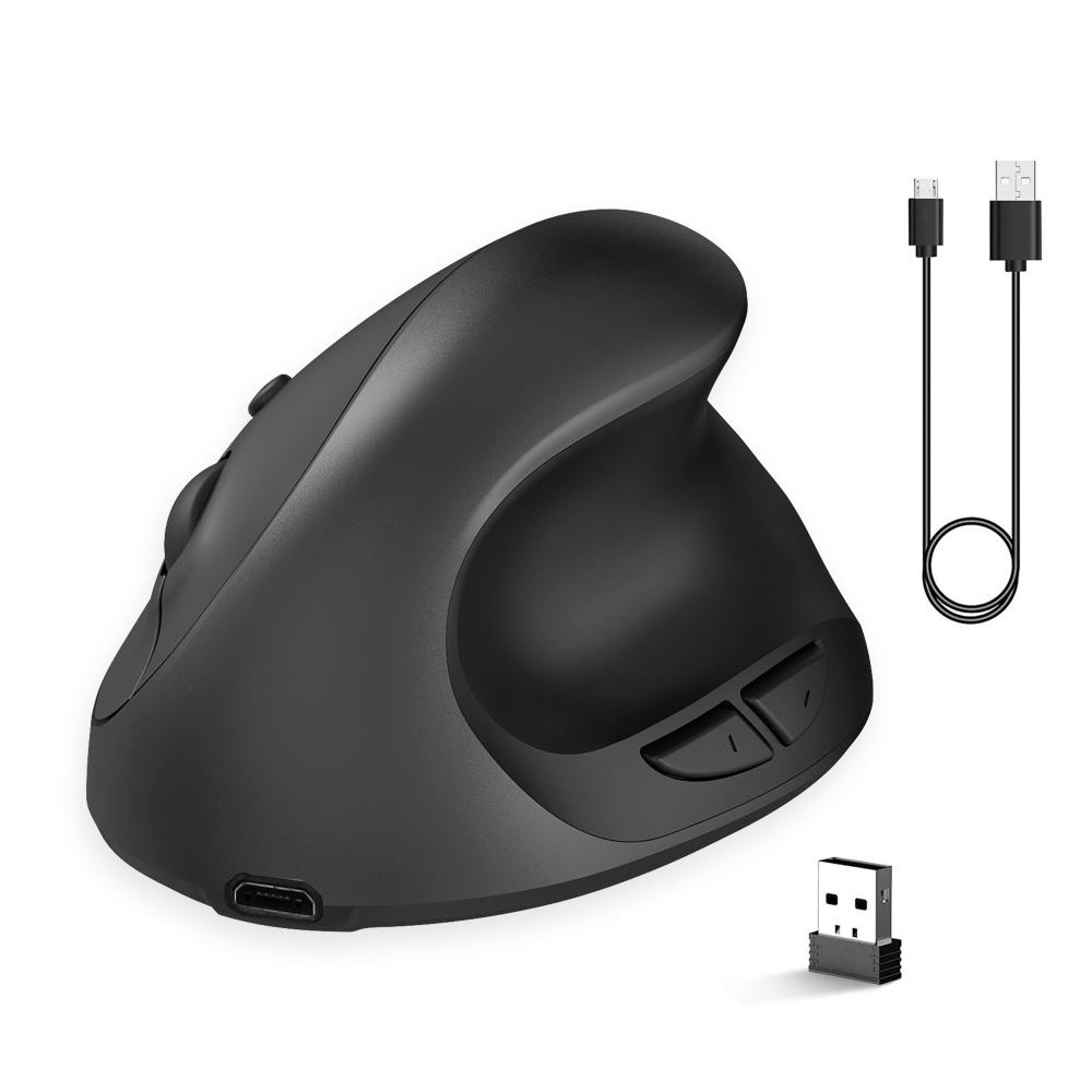 Keyboards & Mouse |   HXSJ X10 2.4G Wireless Vertical Mouse Ergonomic Mice 3-gear Adjustable DPI Built-in 600mAh Rechargeable Lithium Battery Black Computer Peripherals Keyboards & Mouse