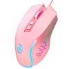 Keyboards & Mouse |   HXSJ X100 Wired Gaming Mouse Ergonomic Gaming Office Mouse 7-color Breathing Light Effect 4-gear Adjustable DPI Pink Computer Peripherals Keyboards & Mouse