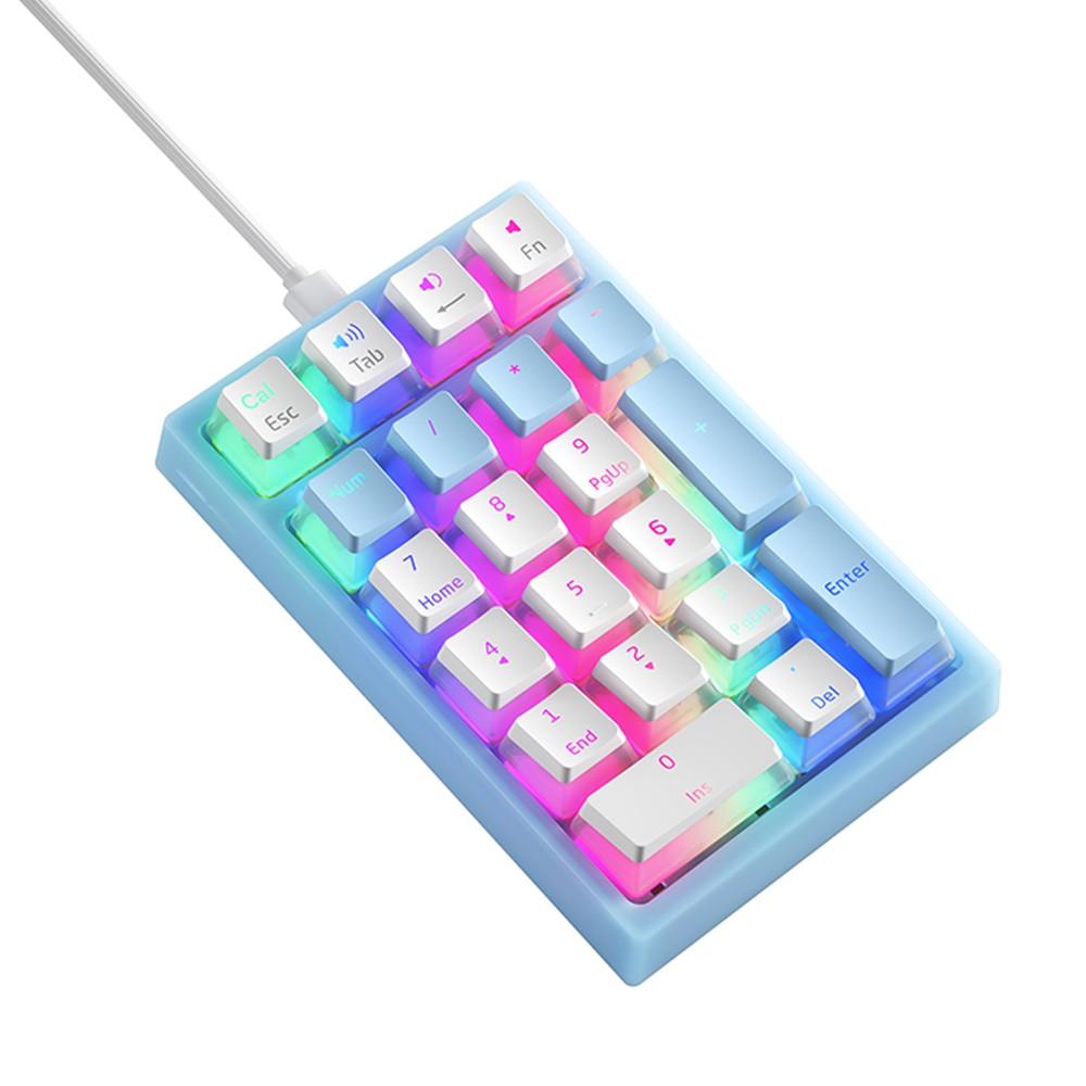 Keyboards & Mouse |   iBlancod K10 21 Keys Wired Mechanical Numeric Keyboard RGB Backlight Effect Mechanical Yellow Switches Pudding Keycaps Blue Computer Peripherals Keyboards & Mouse